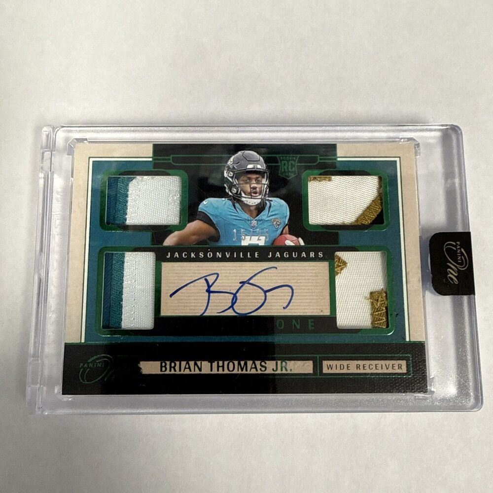 2024 Panini One - Square 1 Auto Brian Thomas Jr. Green /25 (AU, RC) Jersey Match